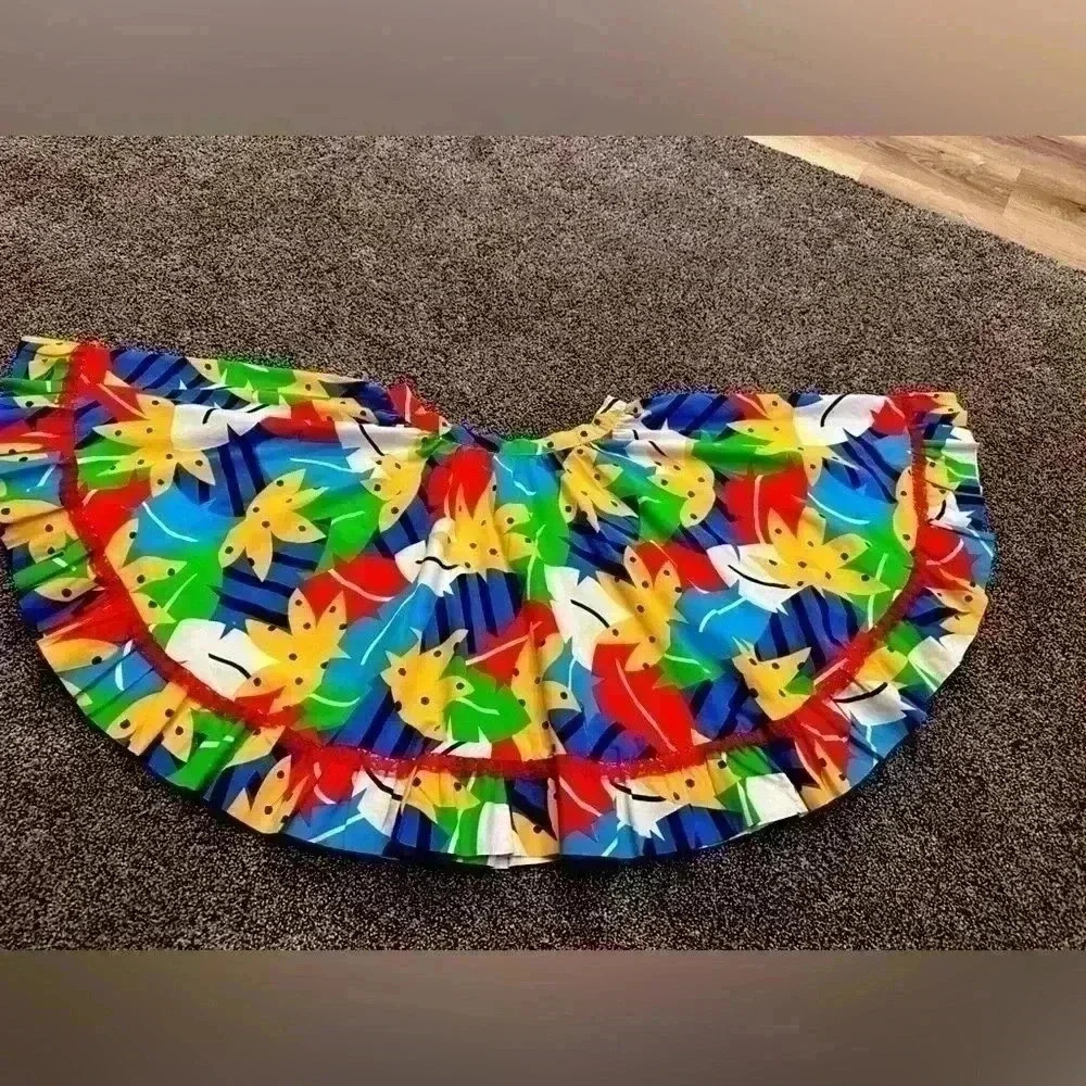 Handmade, multicolor girls/women’s festive, fun, colorful skirt with lace trim